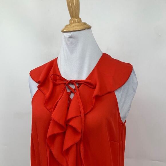 Rinascimento Blouse Womens S Small Red Ruffle Flap Lace Up Sleeveless Made Italy - Picture 3 of 11